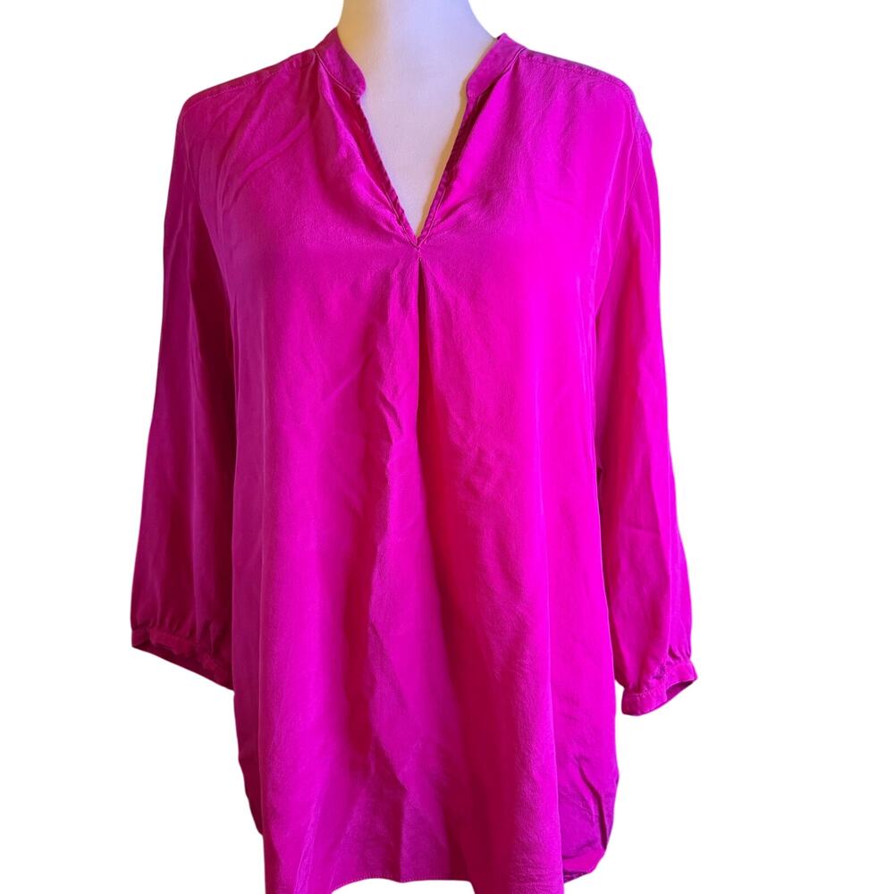Amanda Uprichard 100% Silk Blouse, Hot Pink, Made in the USA, Women's Size Large
